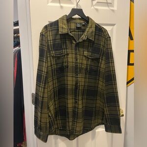 Burnside Olive and Black Plaid Shirt 2XL
